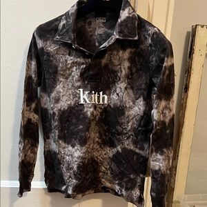 Kith Monochrome Tie-Dye Long Sleeve Polo